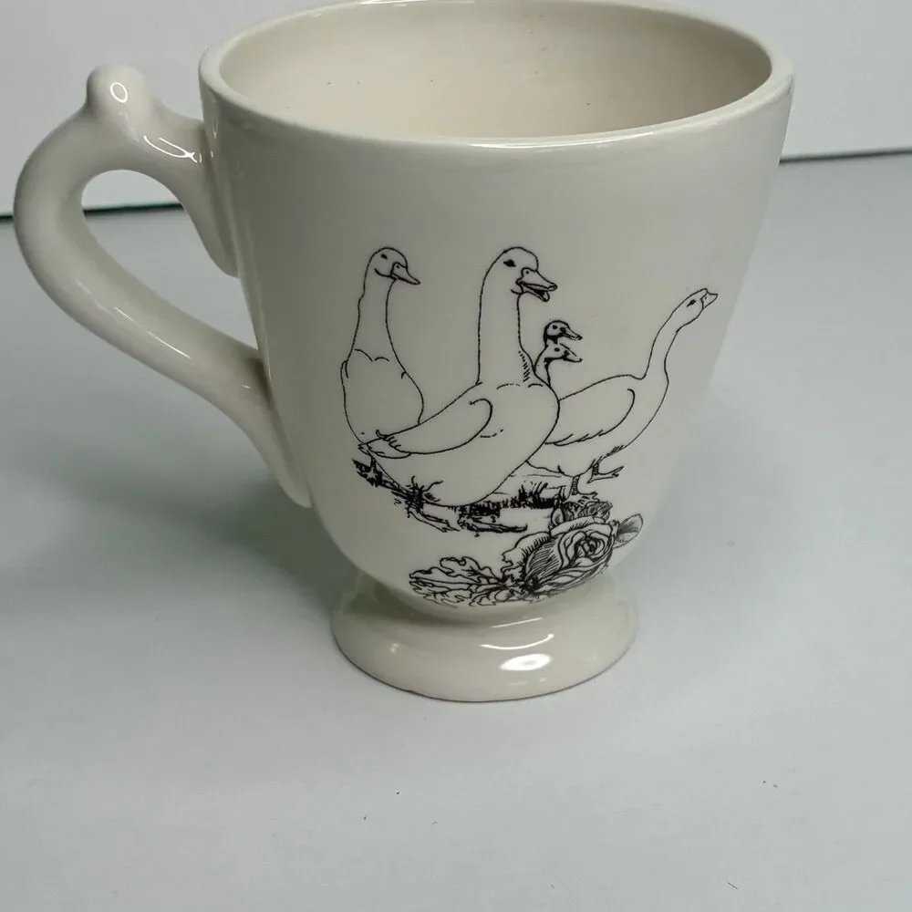 Barnyard Toile Rabbit Footed Coffee Mug Cup Andrea by Sadek Trostli Retired